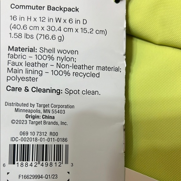 Signature 16" Commuter Backpack - Open Story™ Lime Green Commuter Backpack NWT - Picture 10 of 12
